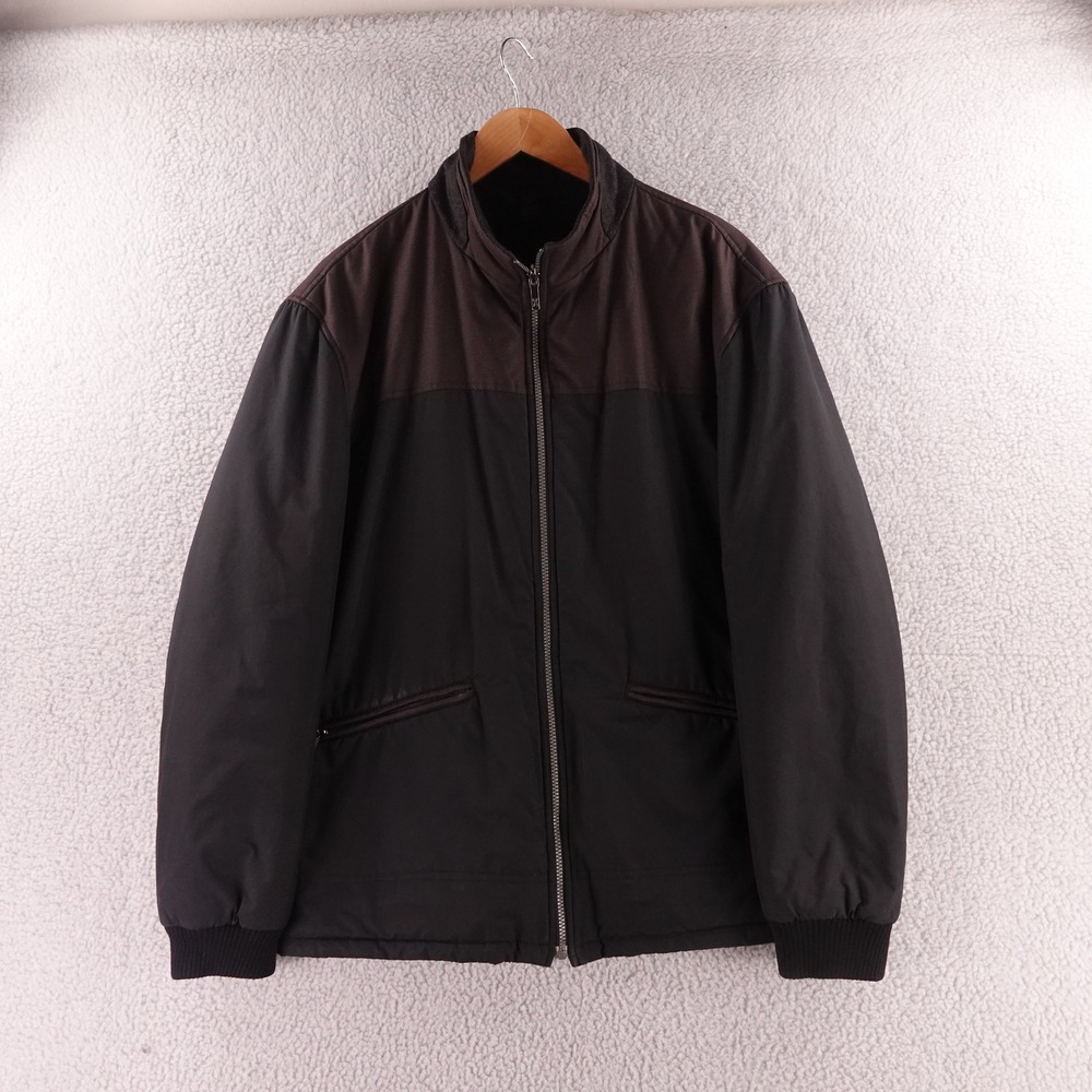 Zegna Sport Mens Full Zip Two Tone Jacket Brown Black Bomber Size XL